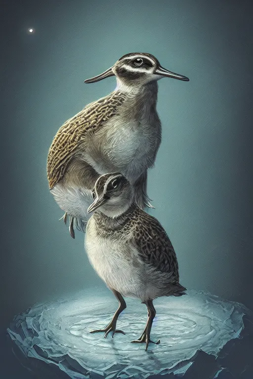 Image similar to portrait of sandpiper badger foreteller physically accurate, moody dynamic lighting, very very intricate, very very elegant, highly detailed, digital painting, artstation, in the style of Rob Lefield and Dan Mumford , trending on artstation, digital art,surrealism ,macro,blueprint ,vaporwave ,