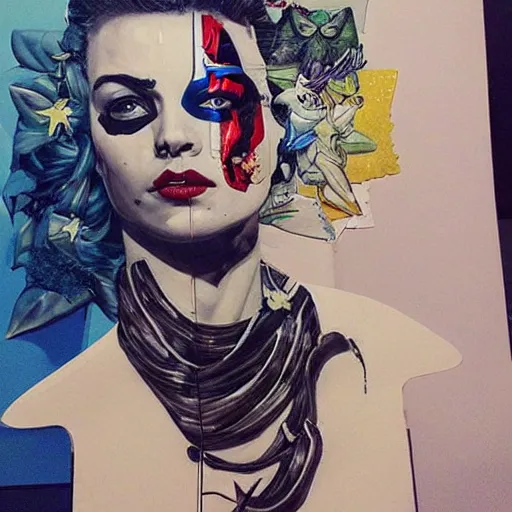 Prompt: a beautiful sculpture designed by Sandra Chevrier, superhero, photography