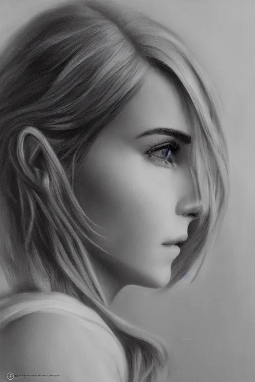 Prompt: An extremely beautiful detailed close up portrait of a blonde haired Emma Watson, green eyes, long hear, round face, artstation, oil painting, award winning