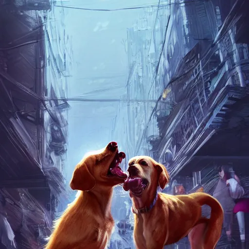 Prompt: dog eat dog world , made by Stanley Artgerm Lau, WLOP, Rossdraws, ArtStation, CGSociety, concept art, cgsociety, octane render, trending on artstation, artstationHD, artstationHQ, unreal engine, 4k, 8k,
