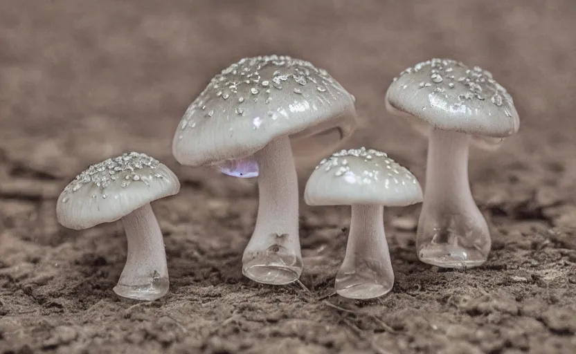 Image similar to a photography from cristal clear mushroom, photorealistic, 2 4 mm, facebook post