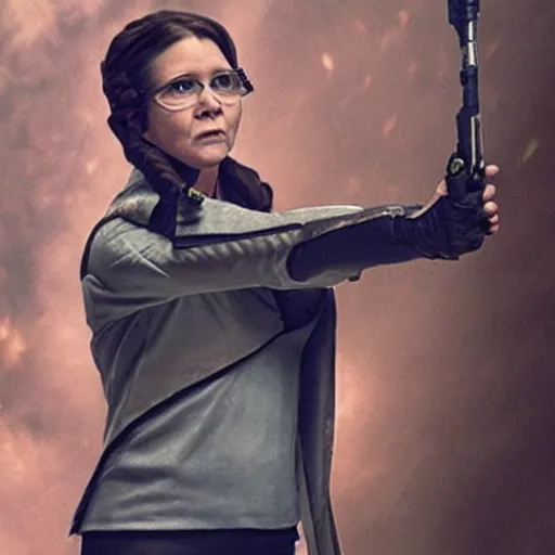 Prompt: carrie fisher as katniss