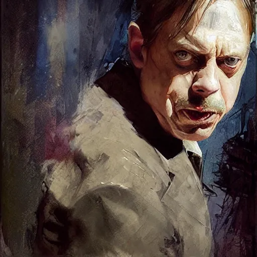 Prompt: portrait of an emotional steve buscemi as captain america, by jeremy mann, anders zorn.
