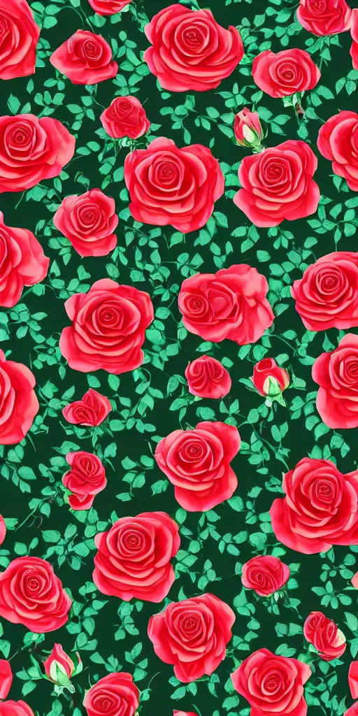 Image similar to seamless pattern of beautiful roses with leaves and throns, colourful, symmetrical, repeating 35mm photography