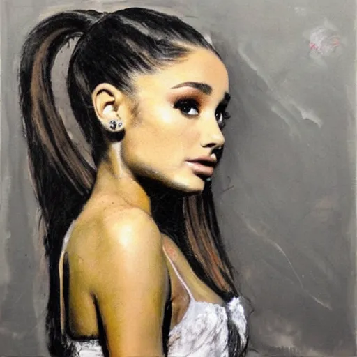 Prompt: painting of Ariana Grande by Guy Denning