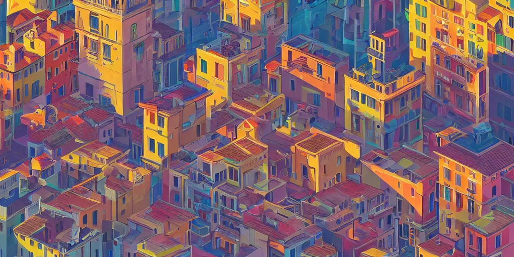 Prompt: !! photography isometric!! rome in a sunny day, artwork by tooth wu, colorful contrast,!!!! very coherent!!!!, dark shadow, thick lineart