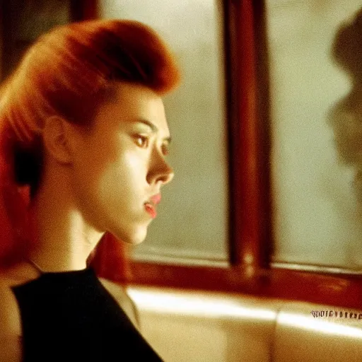 Image similar to intimate movie still of scarlett johansson in wong kar wai chung king express