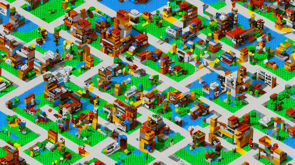 Image similar to pixel art isometric lego strategy game screenshot