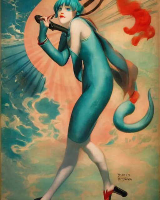 Prompt: Hatsune Miku by Enoch Bolles