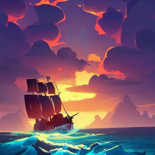 Image similar to painting treasure on sea of thieves game smooth median photoshop filter cutout vector, behance hd by jesper ejsing, by rhads, makoto shinkai and lois van baarle, ilya kuvshinov, rossdraws global illumination