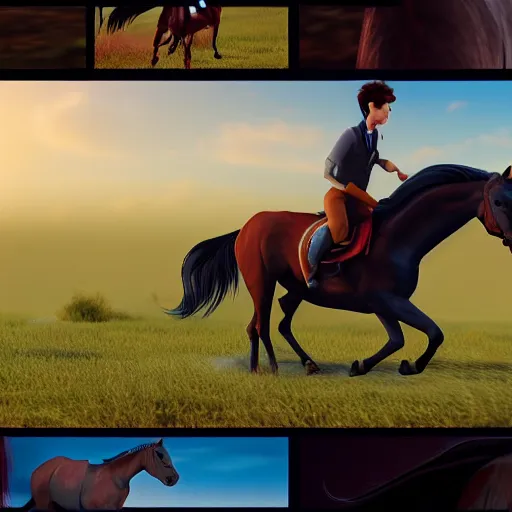 Image similar to horse running, high details, 8k, game character animation frames