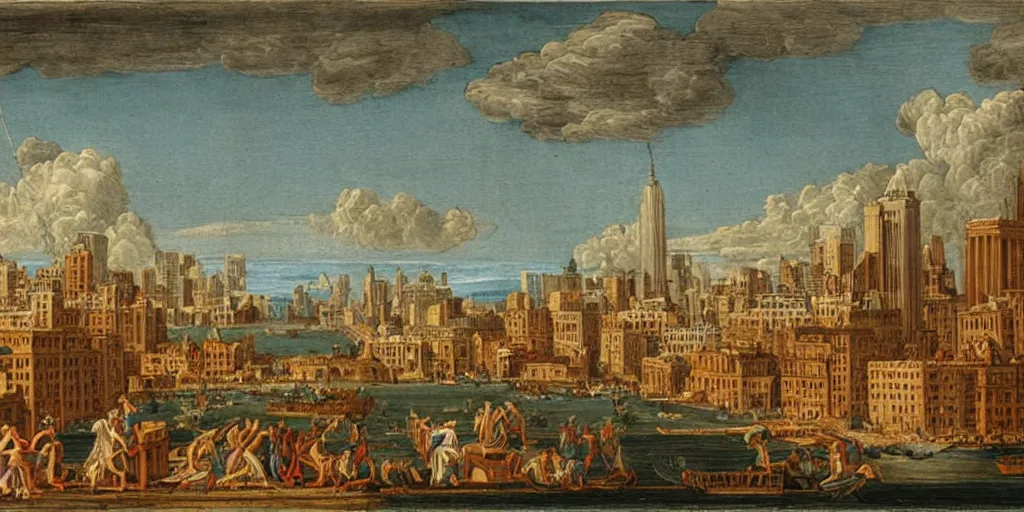 Prompt: view of new york by giovanni paolo panini