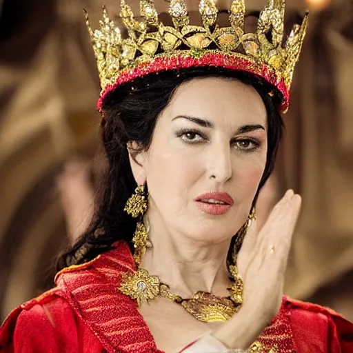 Prompt: Monica Bellucci as Queen of Iran, highly detailed, DSLR photograph