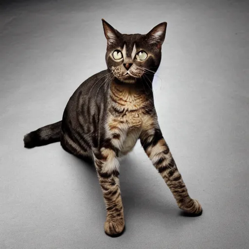 Image similar to bodybuilding cat with skinny legs