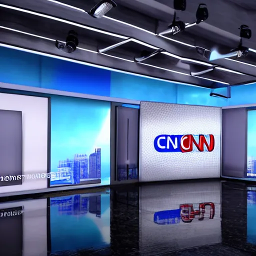 Prompt: CNN TV news studio background, unreal engine, hyper realism, high detailed, 8k,