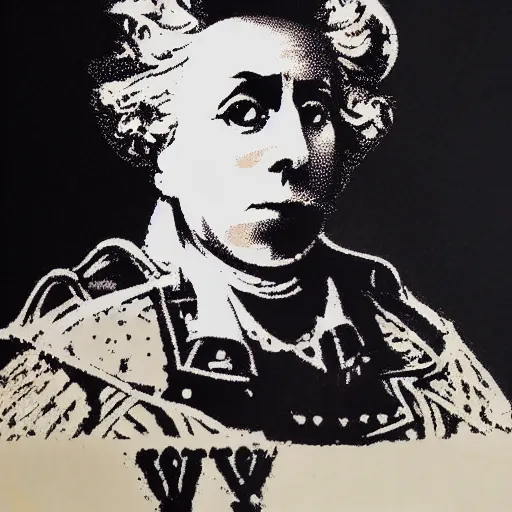 Image similar to individual king george iii silk screen portrait banksy style