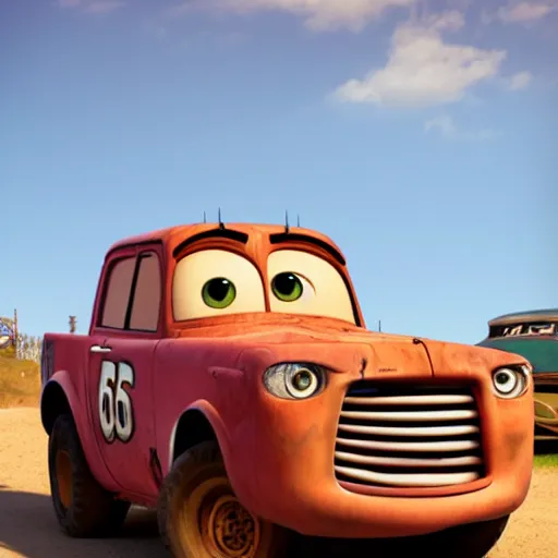 Image similar to full body photo, mater from cars as a human being, 4 k