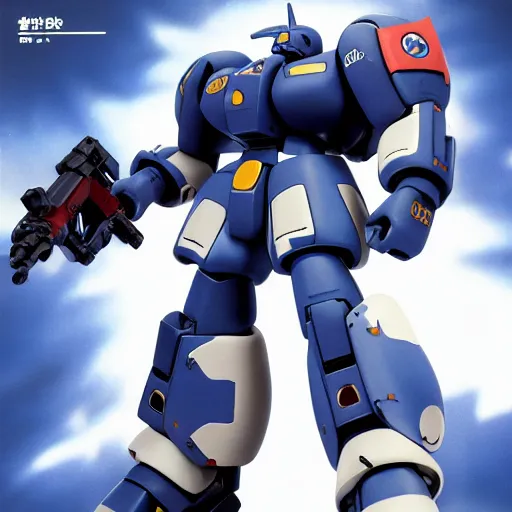 Prompt: gouf mobile suit bandai box art