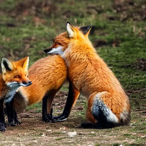 Image similar to Two foxes hugging each other lovingly