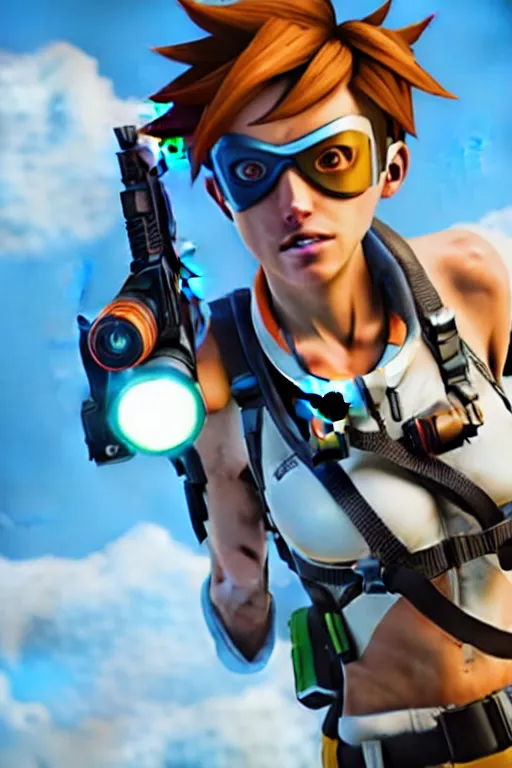 Prompt: realistic still of tracer, amazing details 8 k beautiful