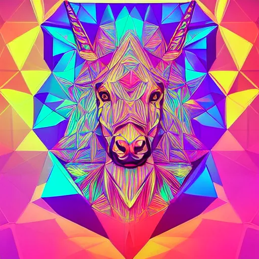 Image similar to a psychedelic neon technicolor portrait illustration of a low poly unicorn in geometric kaleidoscopic colors trending on artstation 4 k intricate extremely detailed digital art