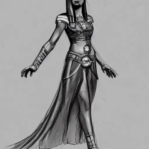 Prompt: a sketch drawing, cleopatra in our time, full body, by gabo mendoza, trending on artstation