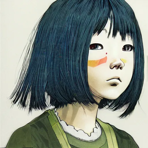 Prompt: a colorful portait of a girl made by inio asano, detailed