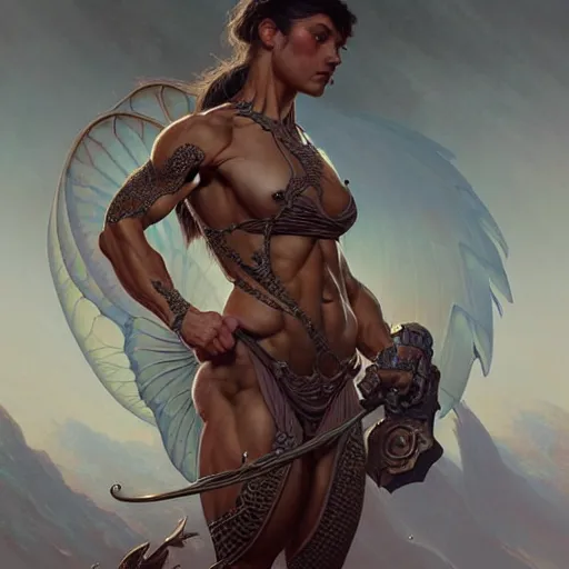 Image similar to Joe Rogan, muscular upper body, D&D, fantasy, intricate, elegant, highly detailed, digital painting, artstation, concept art, smooth, sharp focus, illustration, art by artgerm and greg rutkowski and alphonse mucha