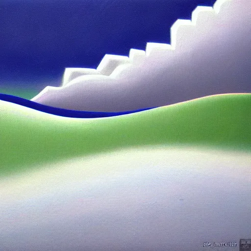 Prompt: windows xp bliss wallpaper in the style of lawren harris