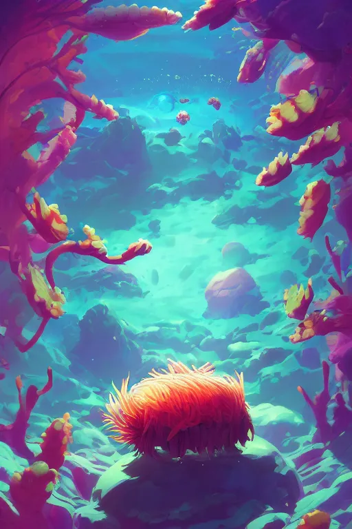 Image similar to creature animal sushi cristal very big eye roots cactus elemental flush of force nature micro world fluo fishscale, behance hd by jesper ejsing, by rhads, makoto shinkai and lois van baarle, ilya kuvshinov, rossdraws global illumination