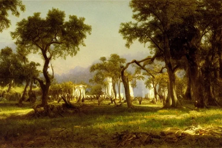 Prompt: white marbled corn museum by Albert Bierstadt, oil on canvas