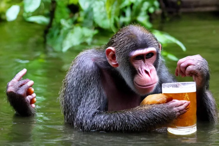 monke bathing in beer Stable Diffusion OpenArt