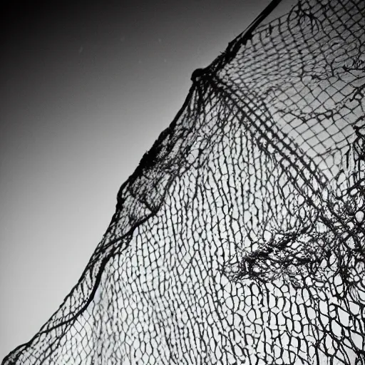 Image similar to ripped net, black and white image