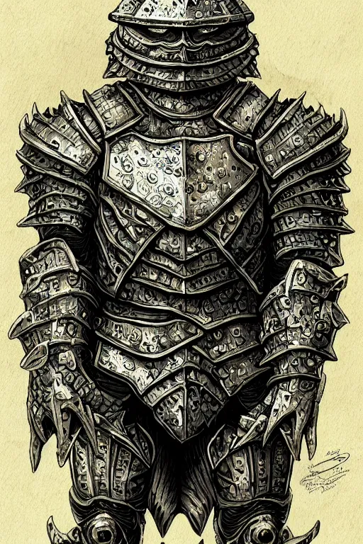 Image similar to armoured warrior oyster humanoid monster, symmetrical, highly detailed, digital art, clam themed armour, sharp focus, trending on art station, ambient lighting, kentaro miura art style