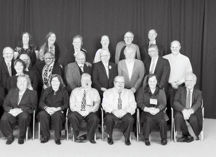 Prompt: Photo of the O5 Council, black and white photograph, archived files, award winning photography, 4KHD