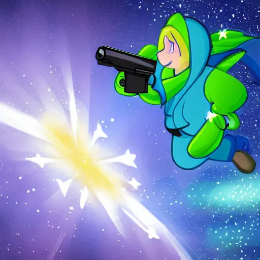 Prompt: shooting star with a gun