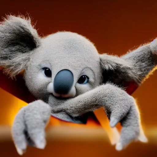 Prompt: cute koala as a muppet, intricate detail, beautiful aesthetic, photorealistic, award winning professional cinematic composition, dramatic lighting, 8 k