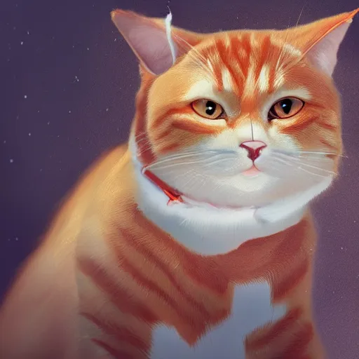 Prompt: an orange tabby cat with electronic parts attached, artstation, concept art, smooth, sharp focus, illustration, highly detailed