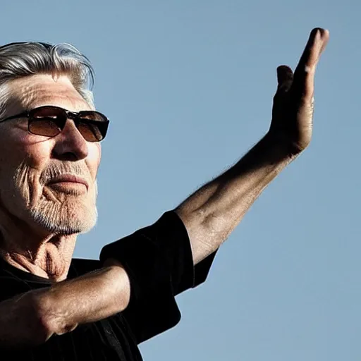 Image similar to roger waters sieg heil to xi jinping