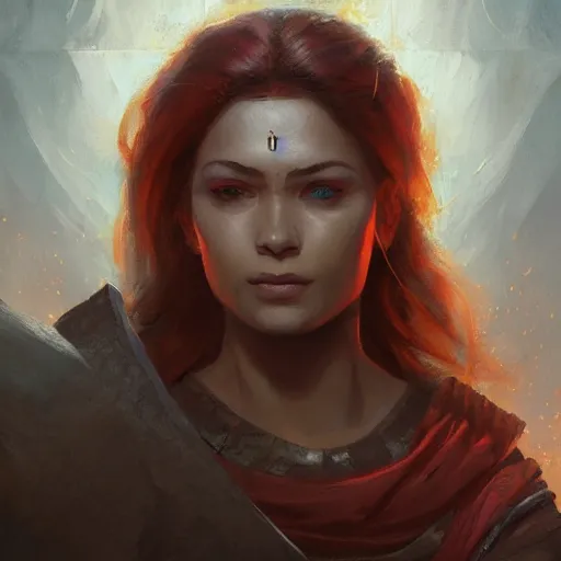 Prompt: A portrait of Chandra, Magic the Gathering art, art by greg rutkowski, matte painting, trending on artstation