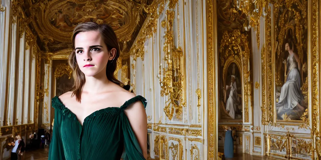 Prompt: Emma Watson portrait Palace of Versailles canon 5d mk4