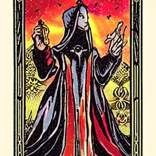 Prompt: dispel stasis in the palace of blood, tarot card, major arcana