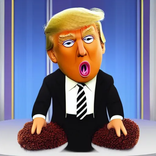 Image similar to Donald Trump as Oscar from Sesamestreet