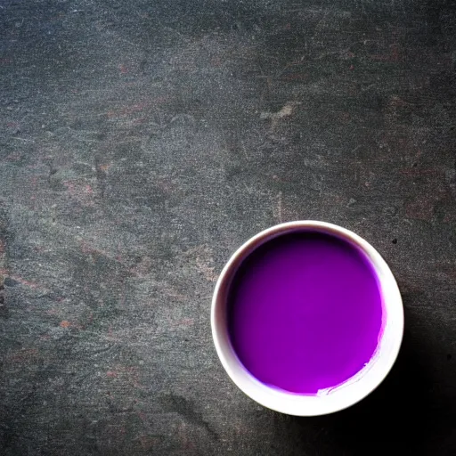 Prompt: a cup of purple juice on a table
