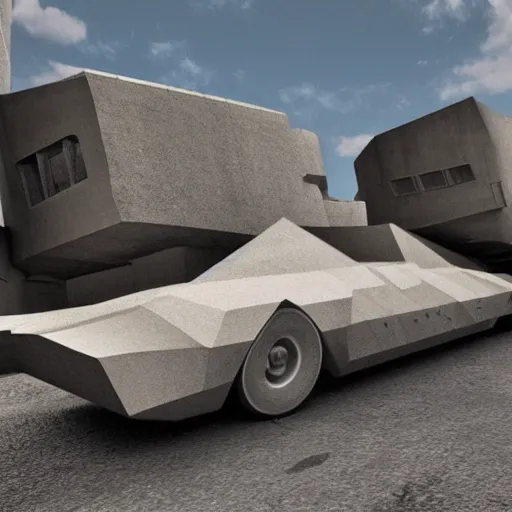 Prompt: brutalist vehicle ultra realistic