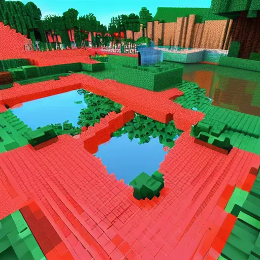 a red earth, minecraft style, Stable Diffusion