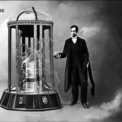 Image similar to Nikola tesla makes a time machine