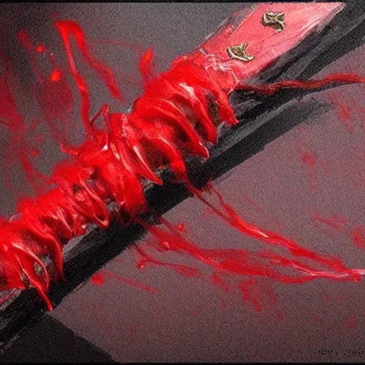 Prompt: fantasy sword made out of twizzlers, painted by greg rutkowski