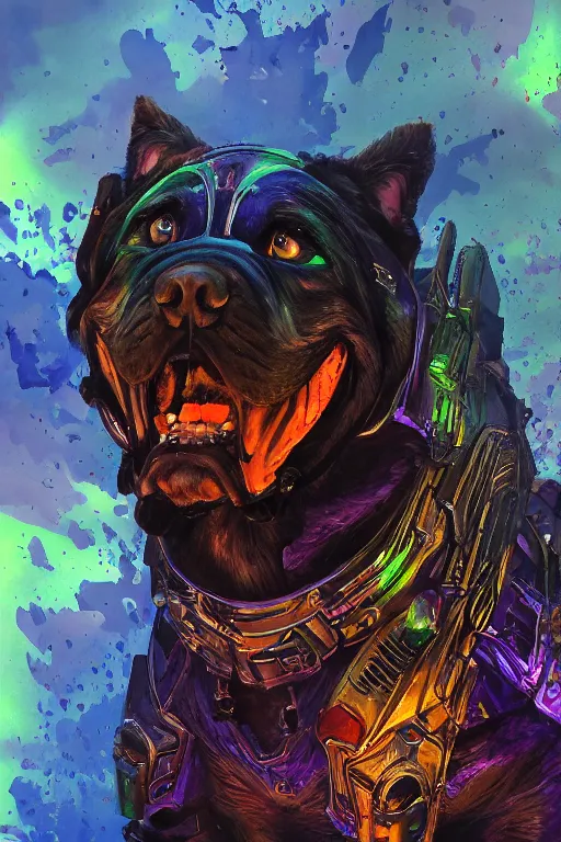 Prompt: inkacid shadow mastiff, painted by erol otus and david thierree and dan adkins and john berkey, trending on artstation, volumetric lighting macro view muted colors, iridescent colors, dark academia, symbolism, brushwork