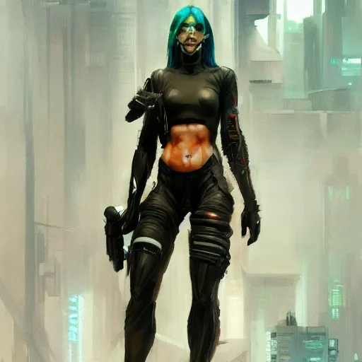 Prompt: cyberpunk character, full body shot, concept art, painted by stanley lau, painted by greg rutkowski, painted by stanley artgerm, digital art, trending on artstation